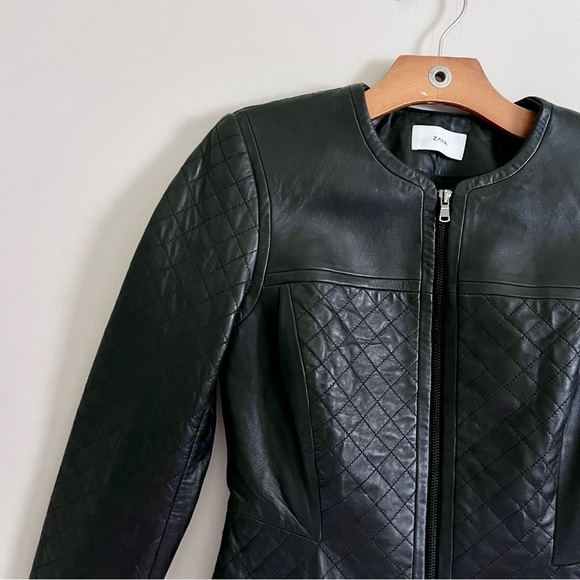 Classic Black Quilted Short Leather Jacket Moto Buttery Lambskin Leather Coat - Picture 4 of 14